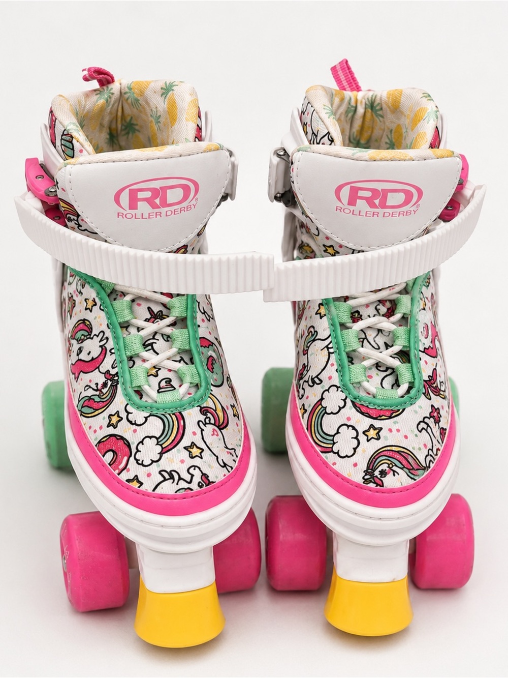 Roller Derby Kids Unicorn Quad Skates - White with Pink & Green Accents